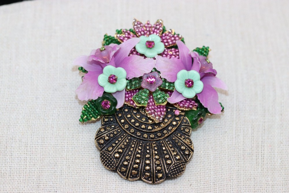 Vintage Signed Stanley Hagler Ian St Gielar Orchid Flower Floral Brooch Pin