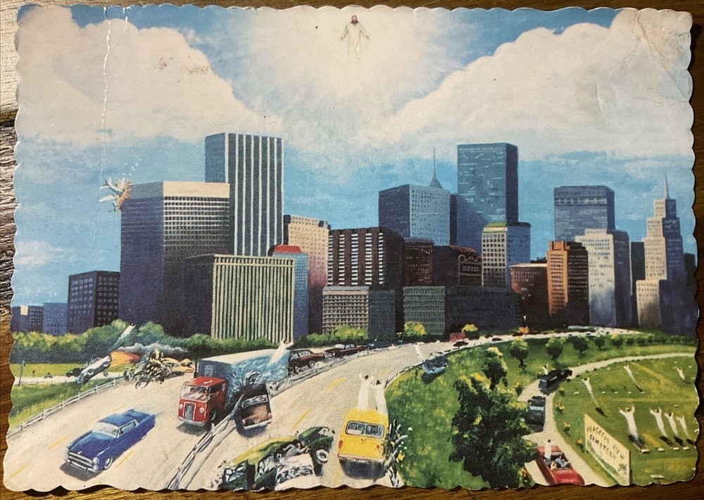 1970s Vintage Rapture Religious Postcard Jesus Bible Atheism Charles Anderson M30