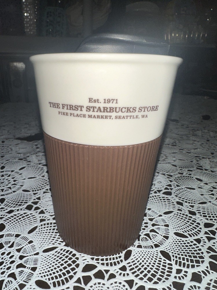 Starbucks 2012 Rubber Silicone Sleeve Grip Ceramic Tumbler Travel Mug 8oz HTF