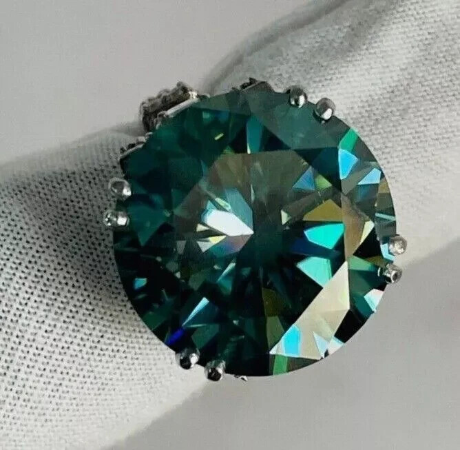 Certified 8.50 Ct Blue Treated Round Diamond Solitaire 925 Silver Ring