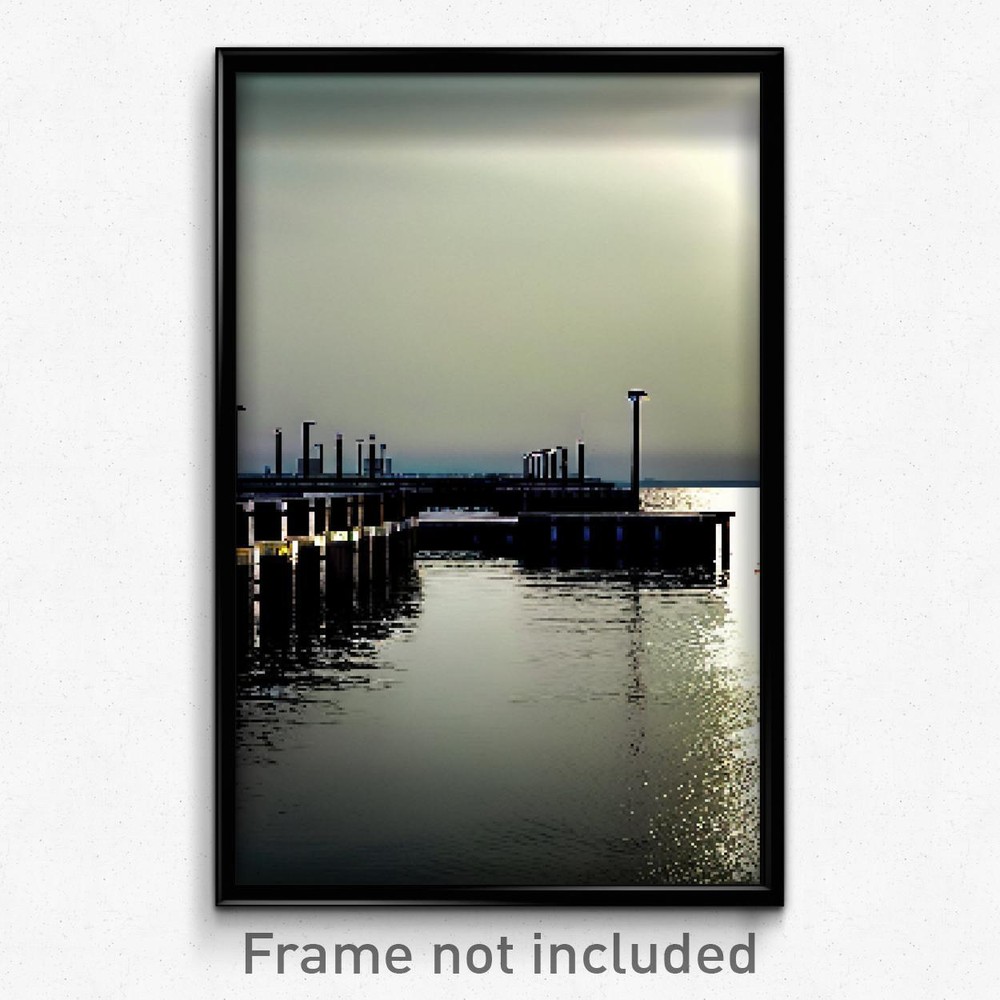 8 Bit Psychedelic Pixel Art Poster - Dreary Jetty Video Game Print