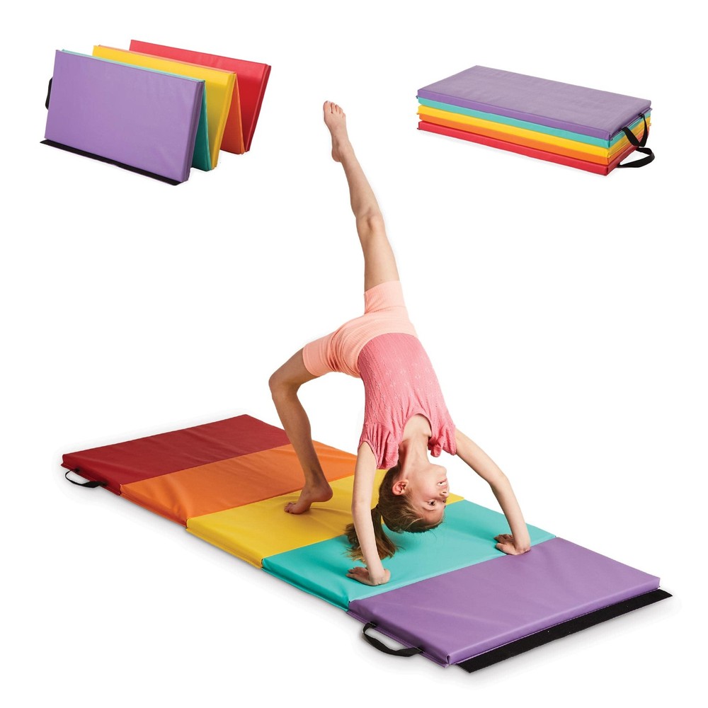 5-Panel Rainbow Kids Gymnastics Tumbling Mat for Active Play