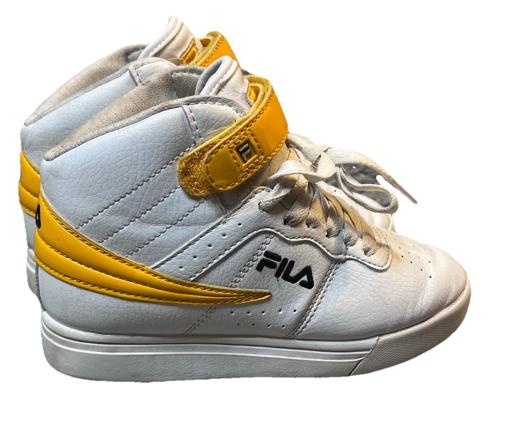 Fila Vulc 13 Sneakers Little Boys Size 13.5 White And Yellow High Top Sneakers