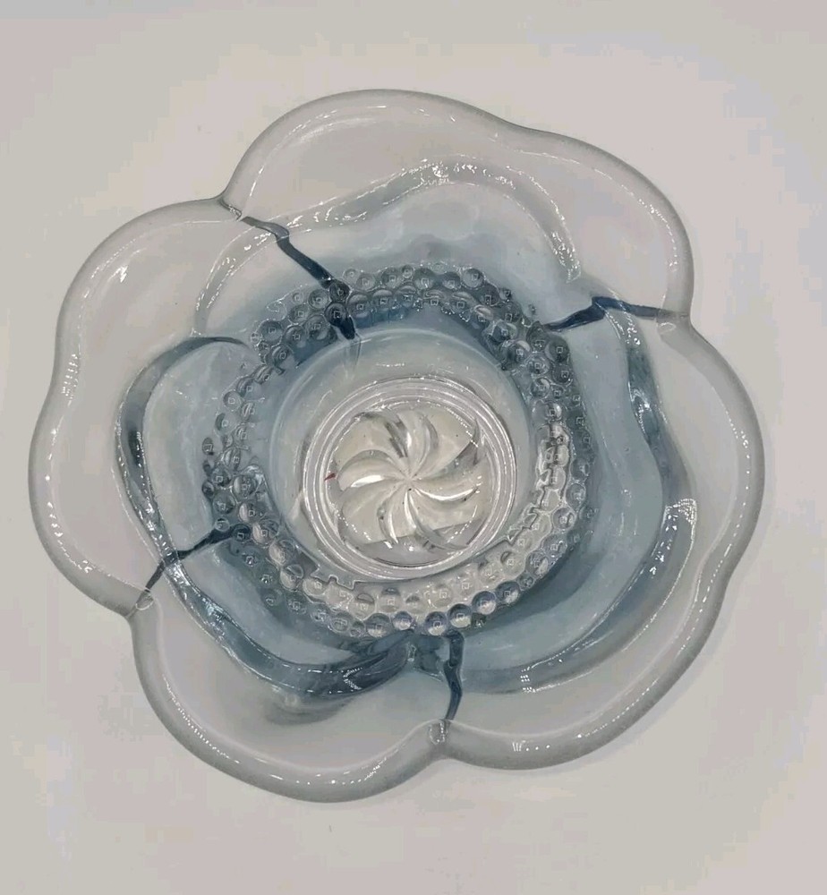 Mikasa Light Blue Floral Blossom Crystal Votive Candle Holder