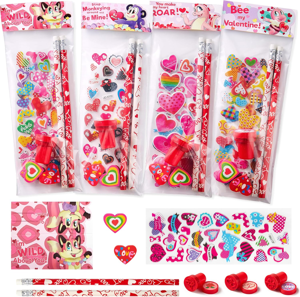 28 Pack Valentines Day Stationery Kids Gift Set for School Classmates Exchange G