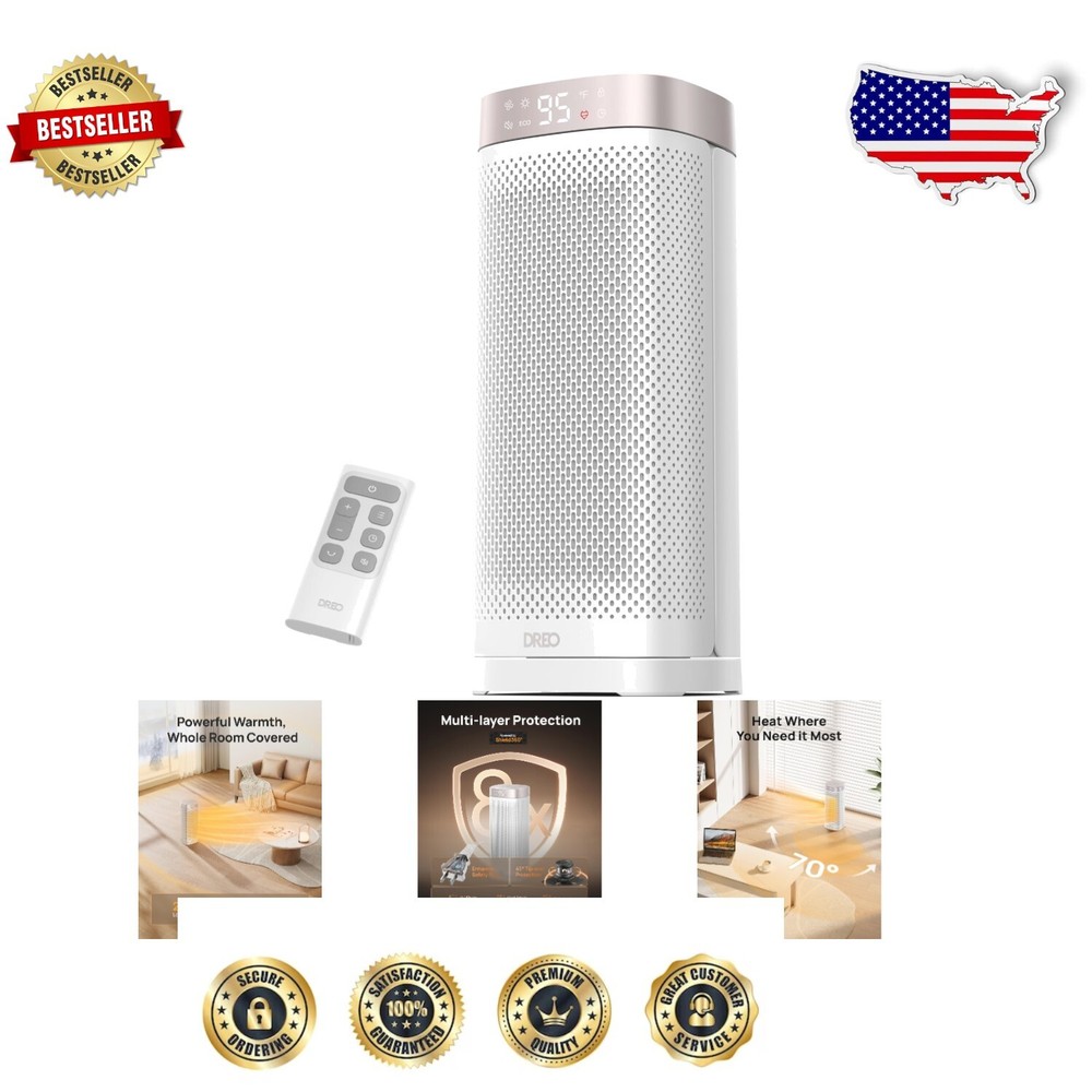 1500W Rapid Indoor Space Heater with Remote & 70° Oscillation for Cozy Comfort