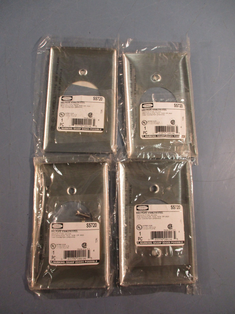 Lot of (4) Hubbell P/N: SS720 Stainless Steel Wall Plate