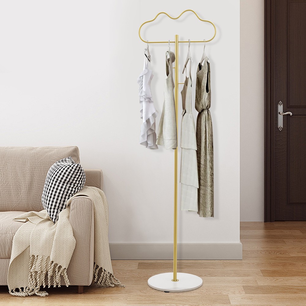 Modern Gold Cloud Coat Rack with 2 Hooks for Hats and Coats