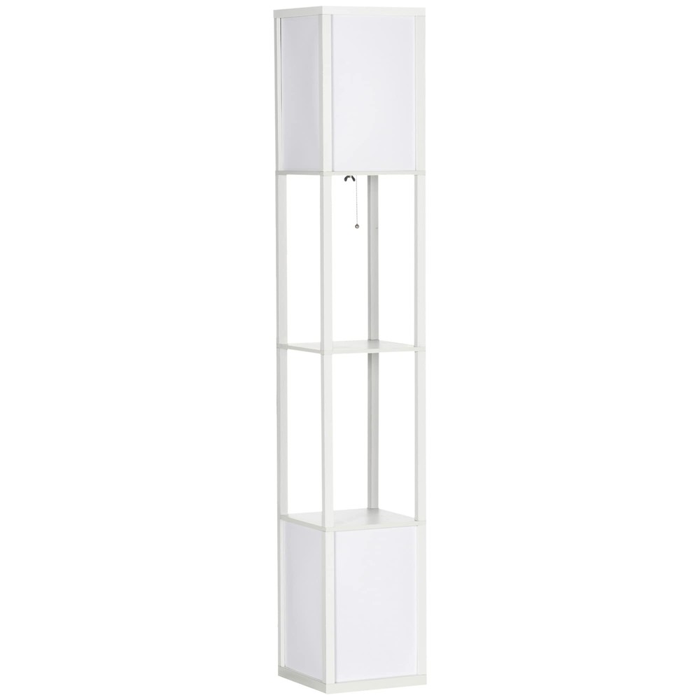 Modern Floor Lamp with Shelves & Dual Ambient Lighting, Tall Standing Lamp fo...