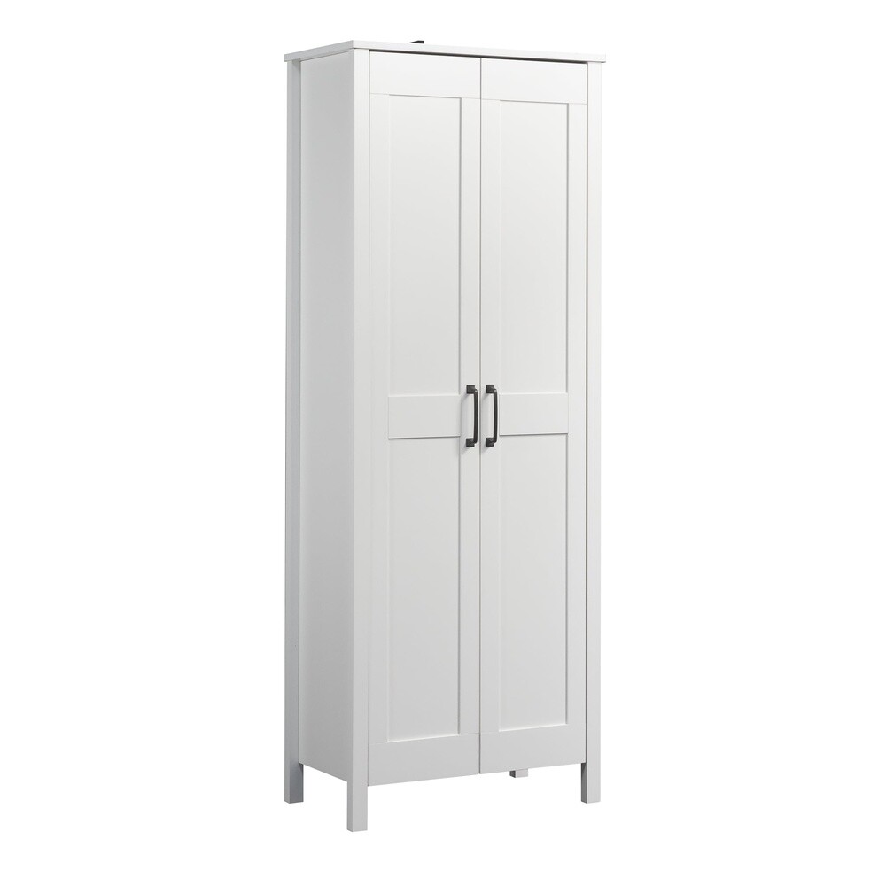 Two Door Storage Cabinet Adjustable Shelves Hidden Storage Organizer Home White