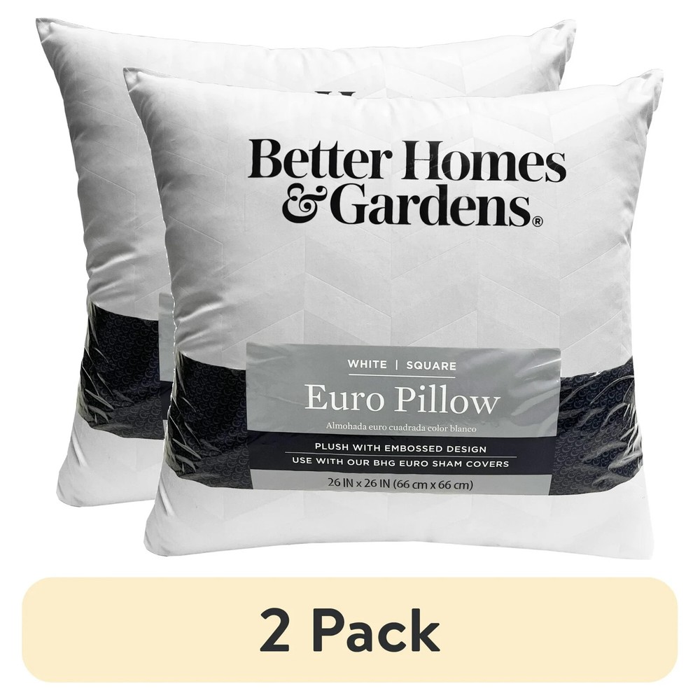 (2 pack) Better Homes and Gardens Euro Pillow Insert, 26