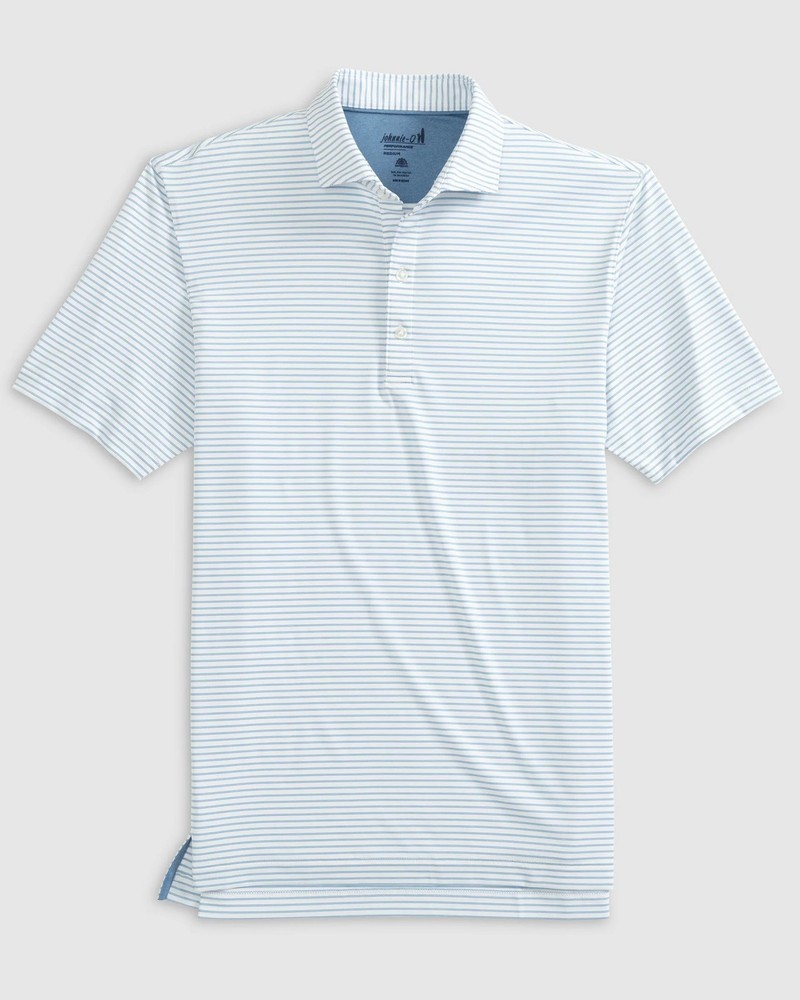 johnnie-O Michael Striped Jersey Performance Polo White Size XL