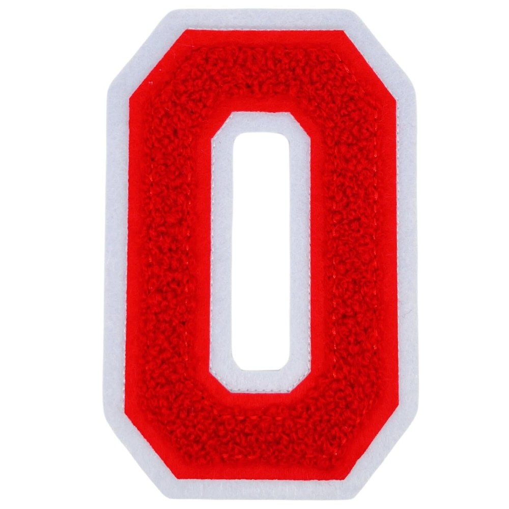 4.0 Inch Red Chenille Varsity Initial Patch Iron On Letter O