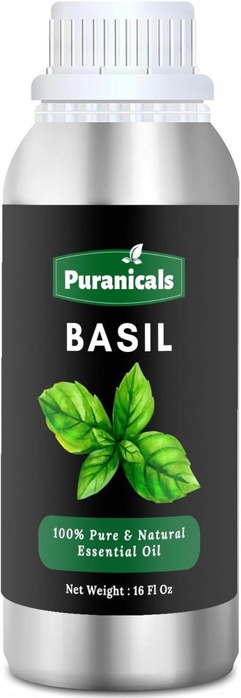 100% Pure Undiluted Basil Essential Oil - 16 oz by Puranicals  