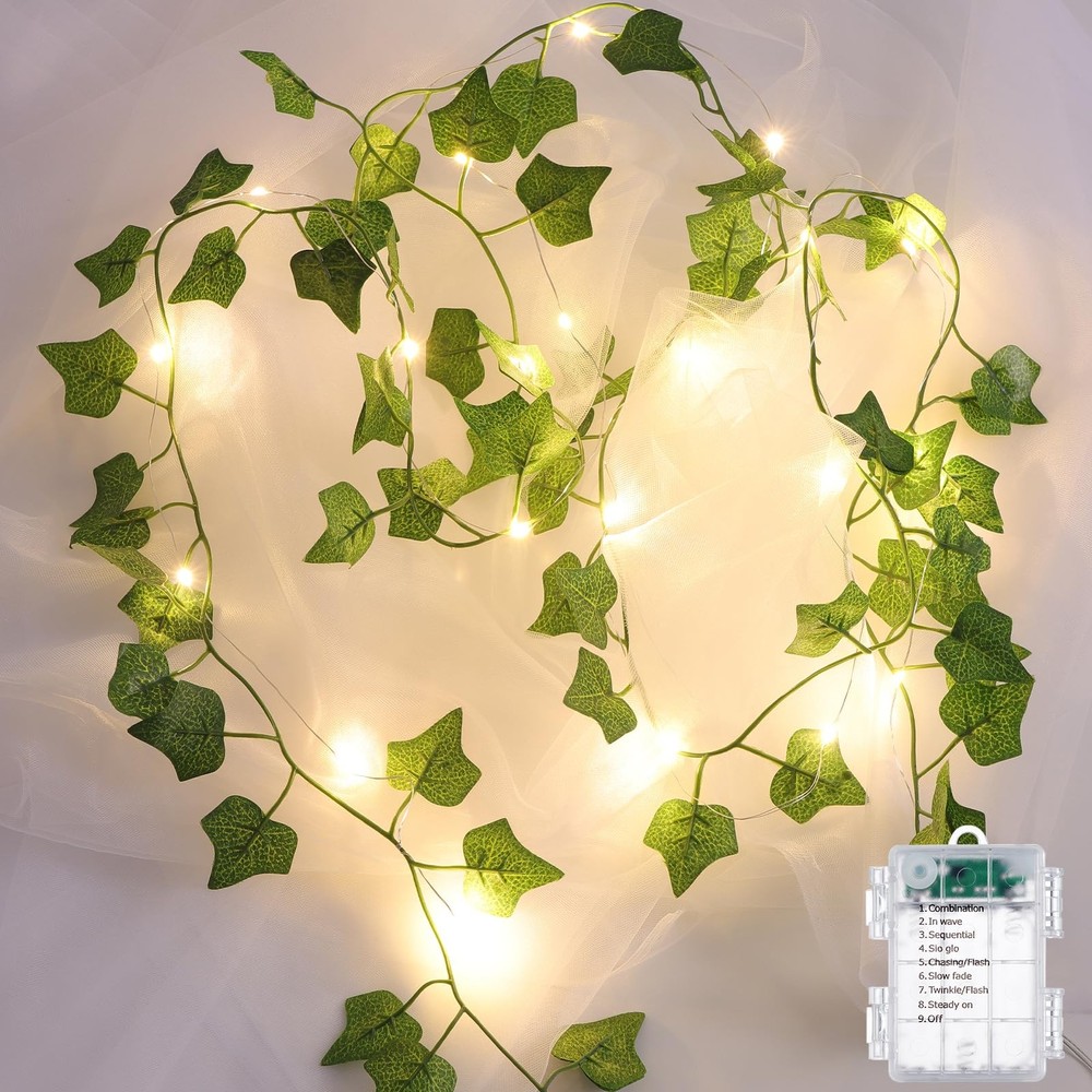 Best 2 Pack Vines with Lights Battery Operated, 6.56ft 20 LED Fairy Light, Leaf