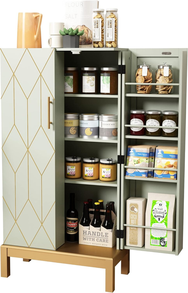 45 Inch Pantry Cabinet with Adjustable Shelves for Kitchen Storage