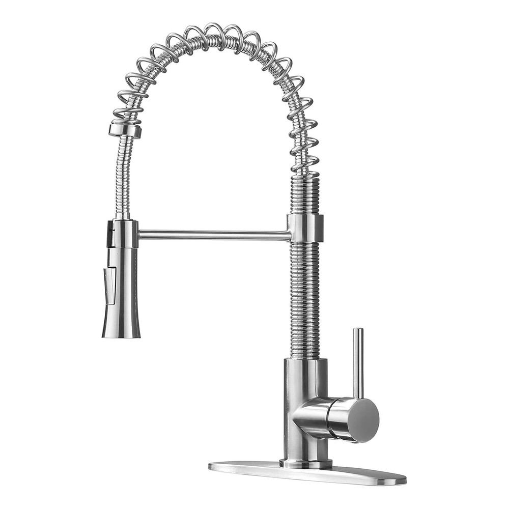 Brushed Nickel High Arc Single Handle Kitchen Faucet with Pull Down Sprayer