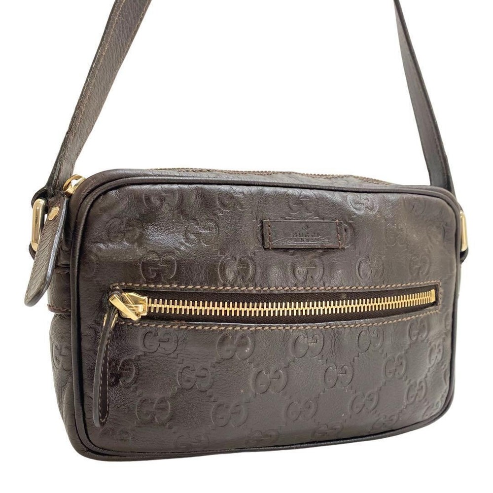 Gucci Shima Brown Leather Camera Shoulder Bag Rare Vintage New