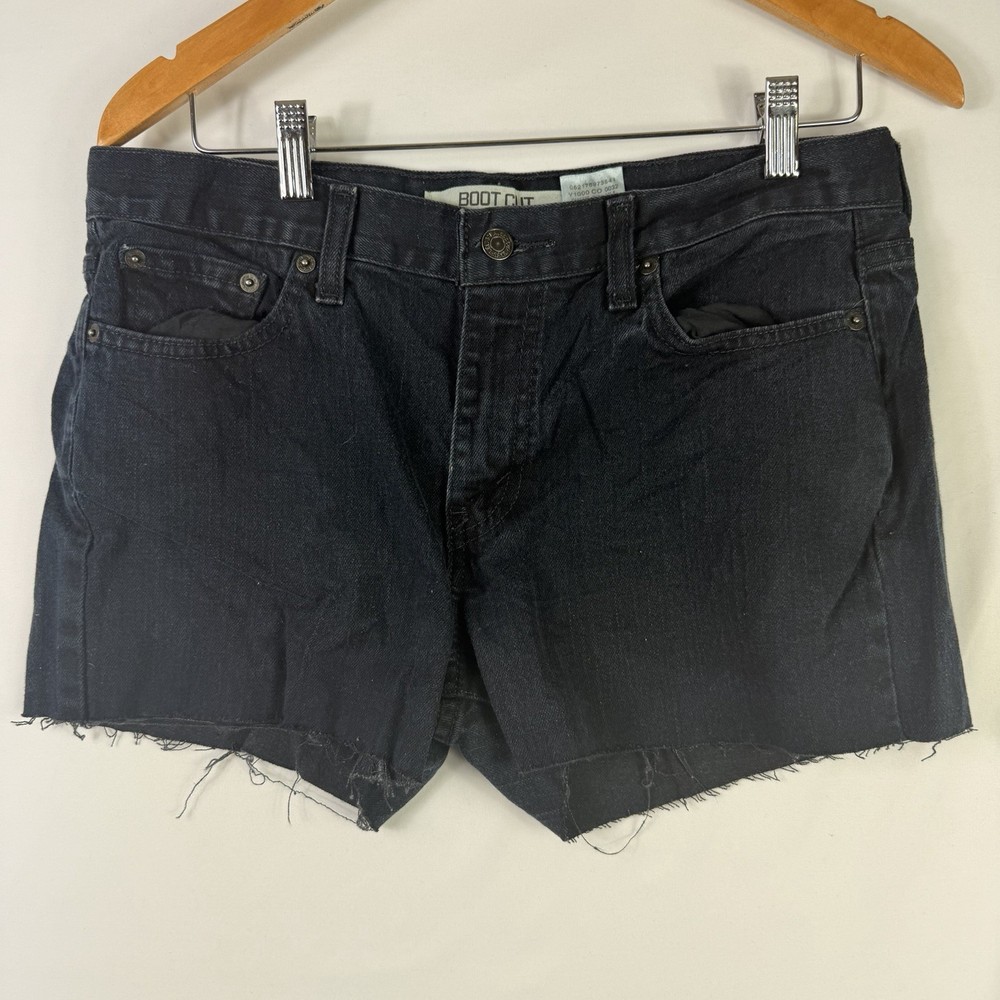 Levi's Cut Off Denim Shorts Stretch Distressed Mid Rise Womens Black Size 31