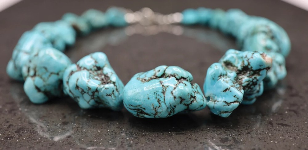 Chunky Statement Turquoise Necklace, Big Turquoise Necklace, Blue Turquoise
