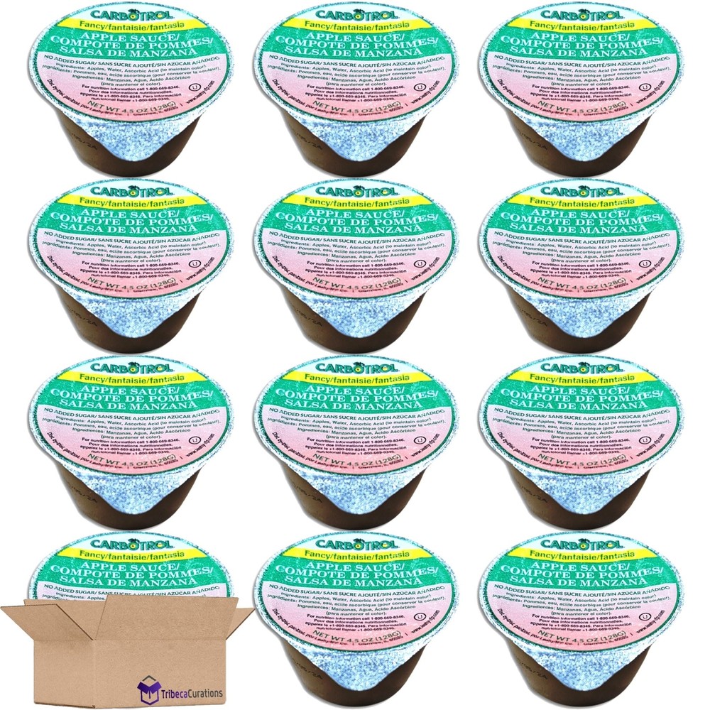 Carbotrol No Sugar Added Fancy Apple Sauce Value Pack | 4.5 Ounce Cup | Pack of