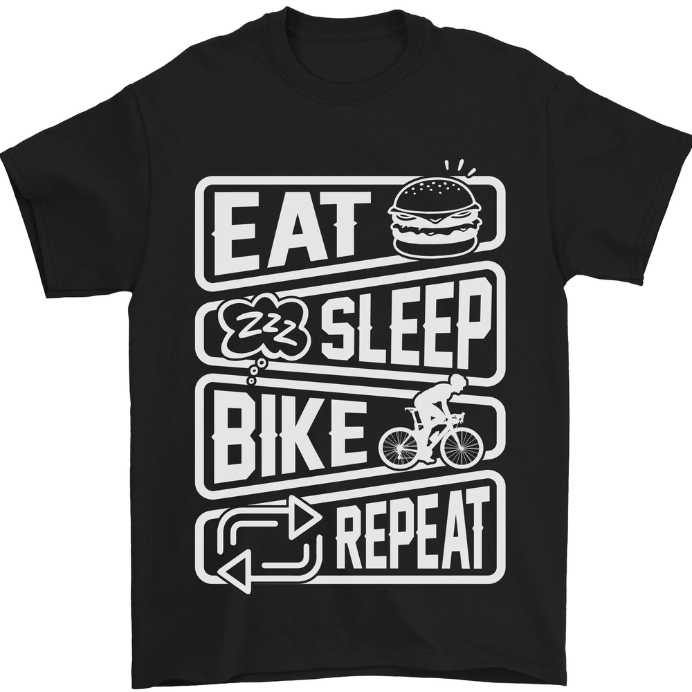Funny Cycling Eat Sleep Bike Repeat Men’s 100% Cotton T-Shirt