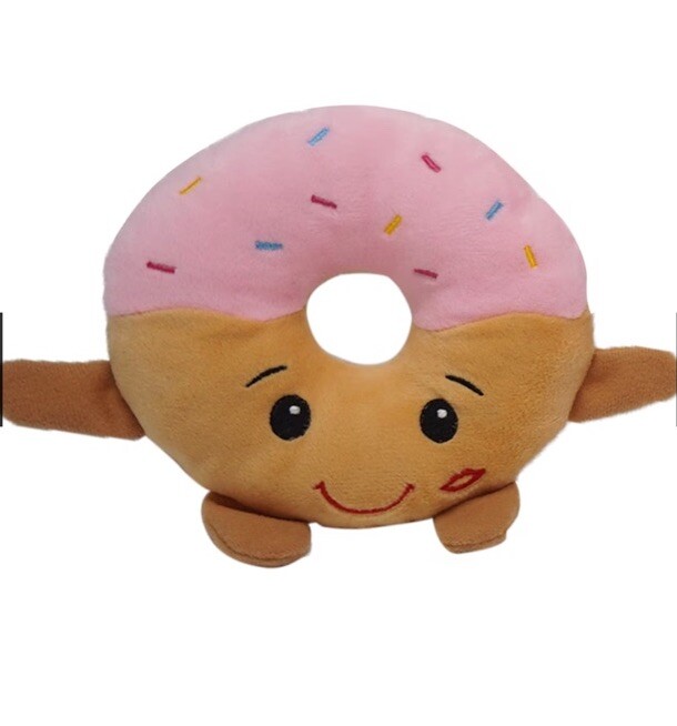 Valentines Day Pink Donut Plush Toy with Hearts Cute Stuffed Gift-image