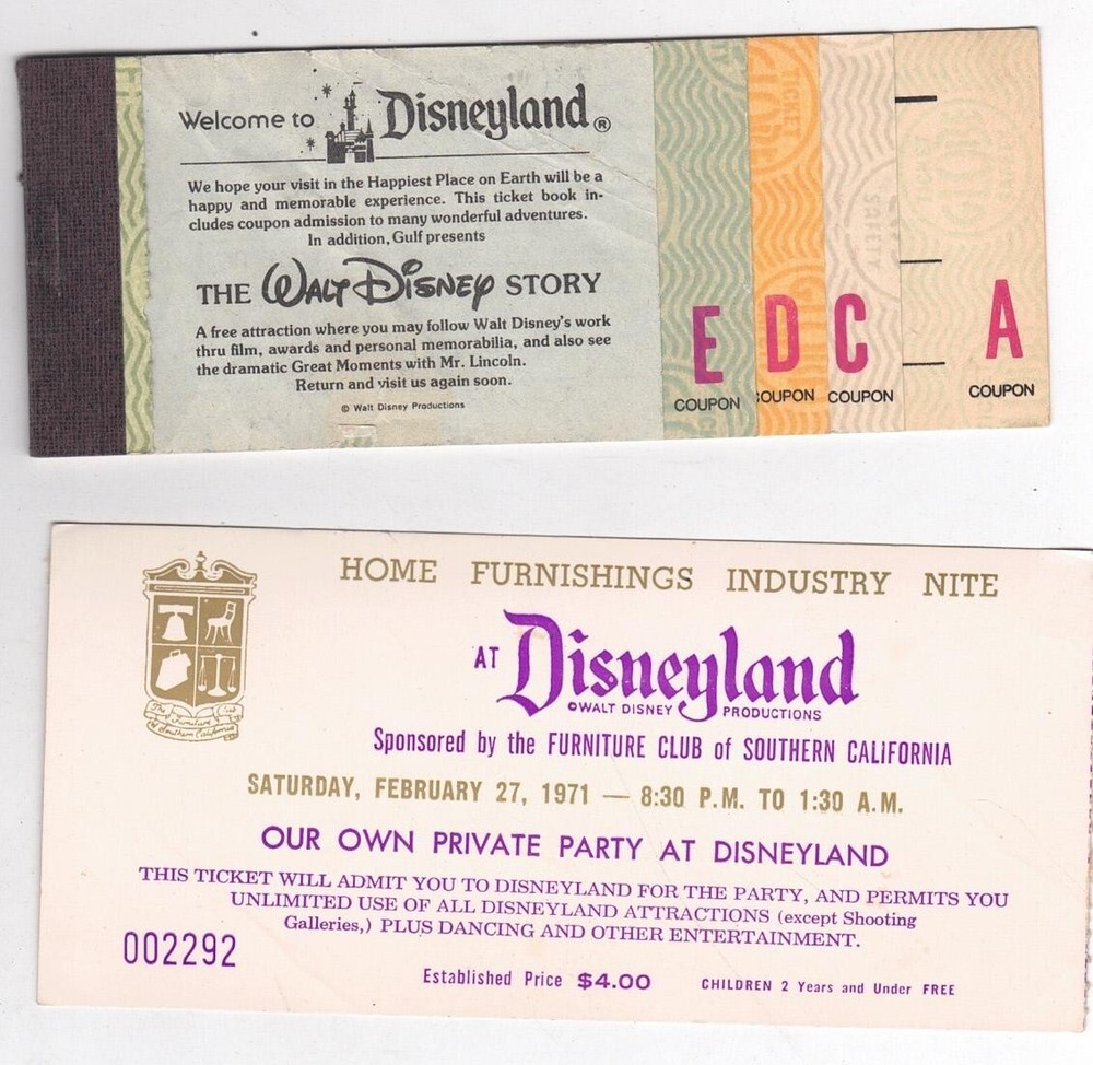 1970s Vintage Disneyland Coupon Booklet with Private Party Ticket-image