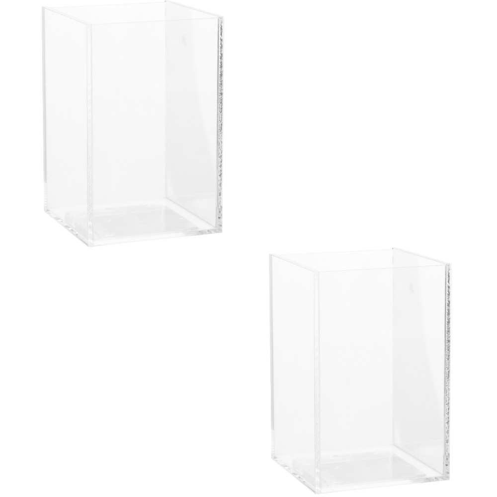2 Pack Small Clear Acrylic Betta Fish Tank for Desktop or Office
