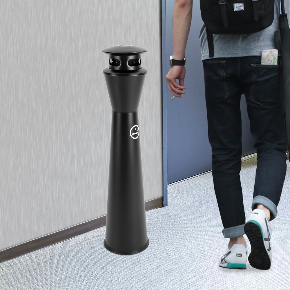 Stainless Steel Garbage Can Floor-standing Cigarette End Ashtray W/ Inner Barrel