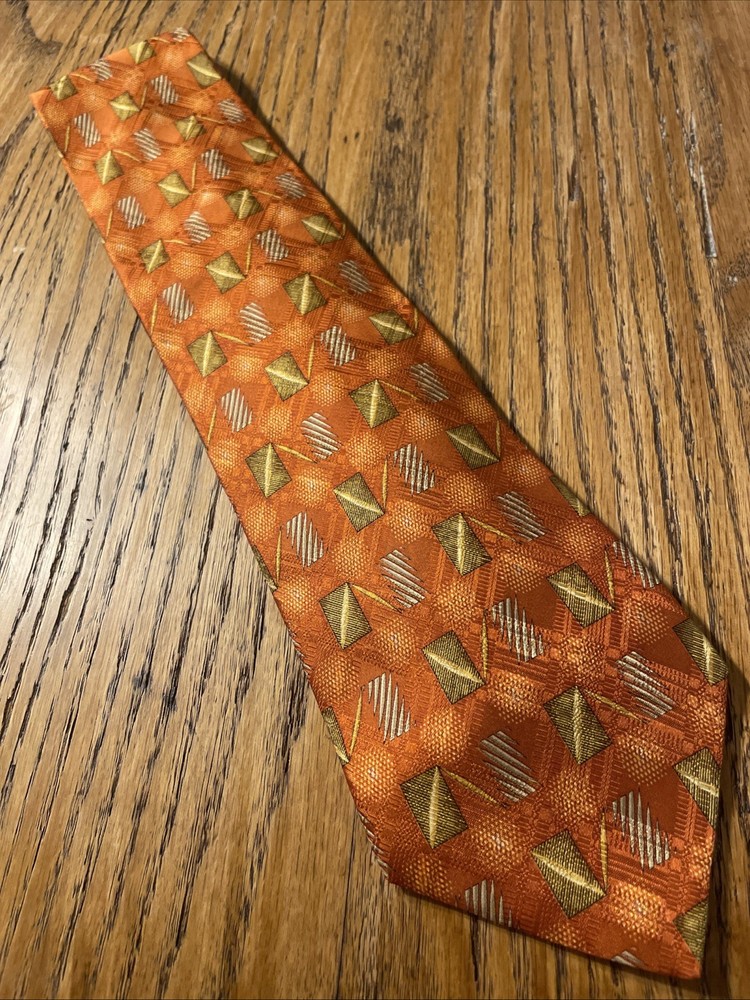Vintage EUC Omaggio By Robert Talbott Silk Geometric Tie Hand Sewn In Italy