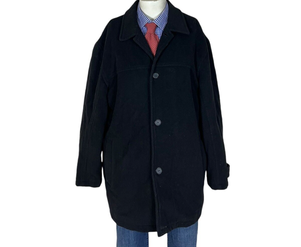 Mark New York Overcoat Gray Wool Blend Button Down Men's XL.