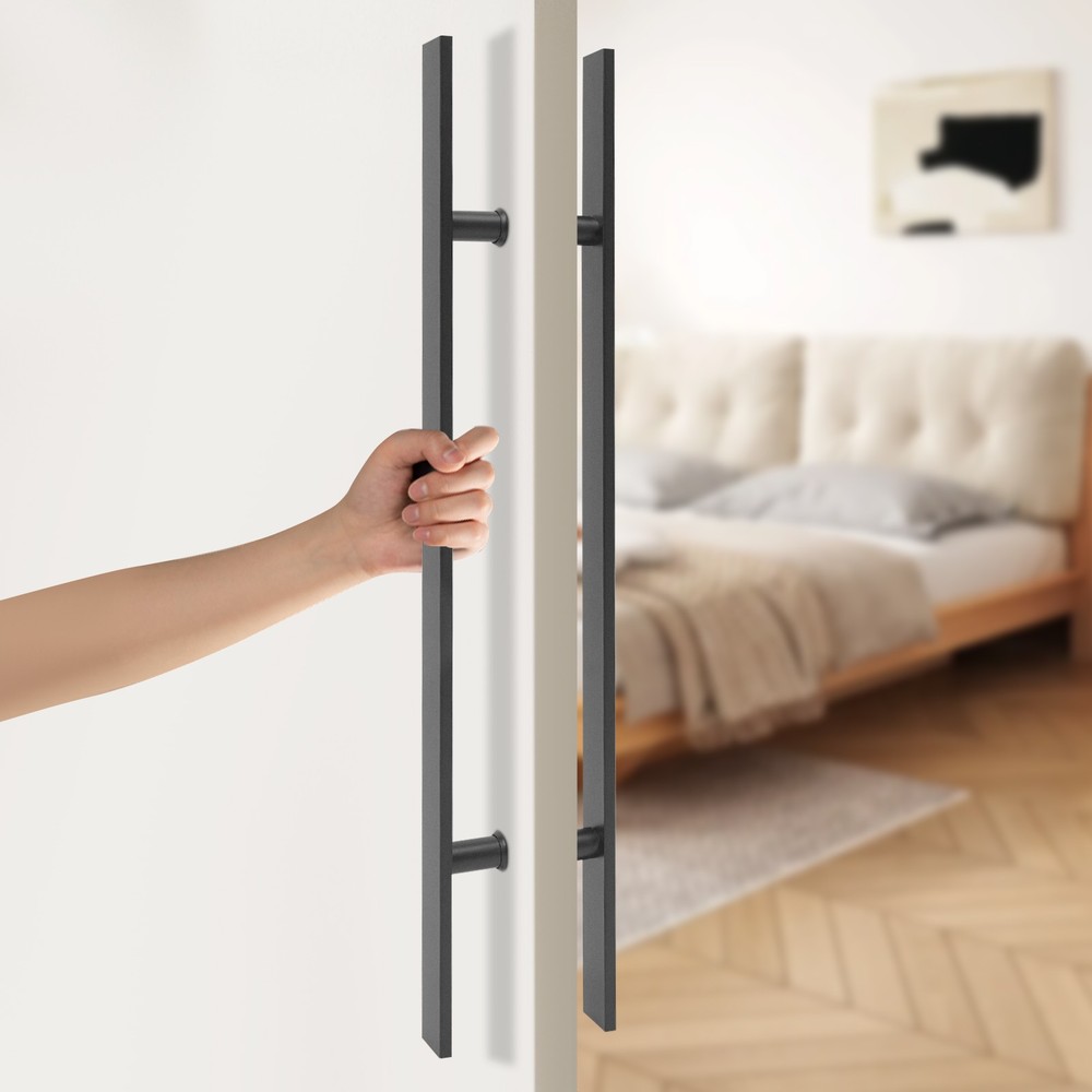 Double Sided Stainless Steel Push Pull Sliding Barn Door Handle Pair-image
