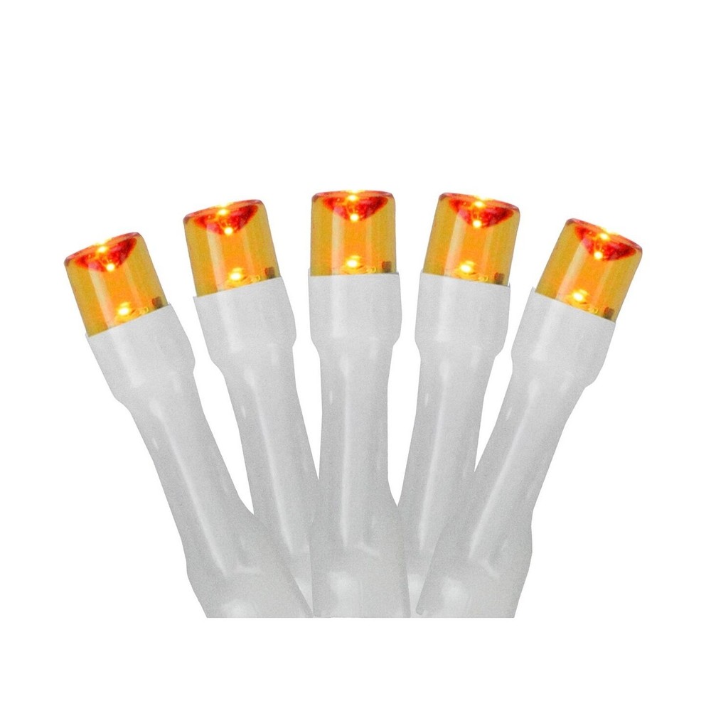 20 Orange LED Wide Angle Christmas Lights 9.5 ft White Orange Cord