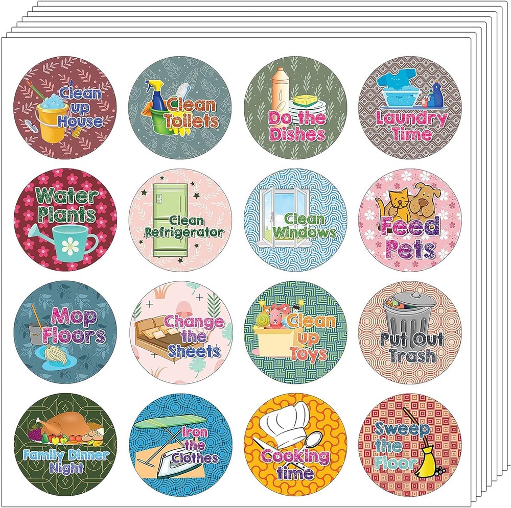 Creative House Chores Reminder Stickers - 5 Sets of 16 Designs
