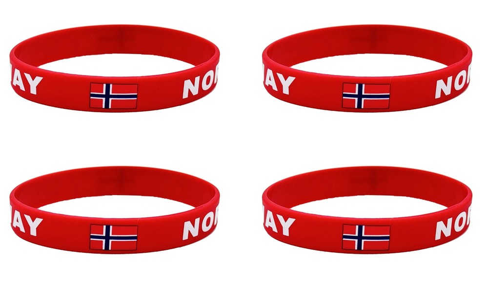 4 Pcs Norway Norwegian Country Flag Rubber Bracelets, National Flag Silicone ...