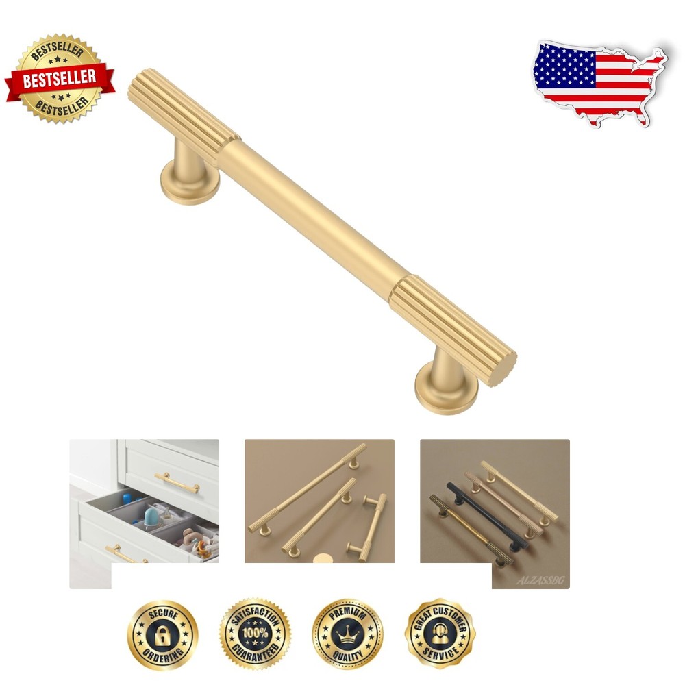 High-Quality 10 Pack Matte Gold Cabinet Handles - Ideal for Cabinets & Drawers