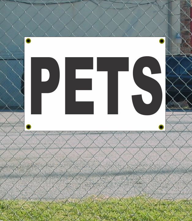 Save on 2x3 Black & White PETS Banner Sign – Discounted Size & Price with Free Shipping