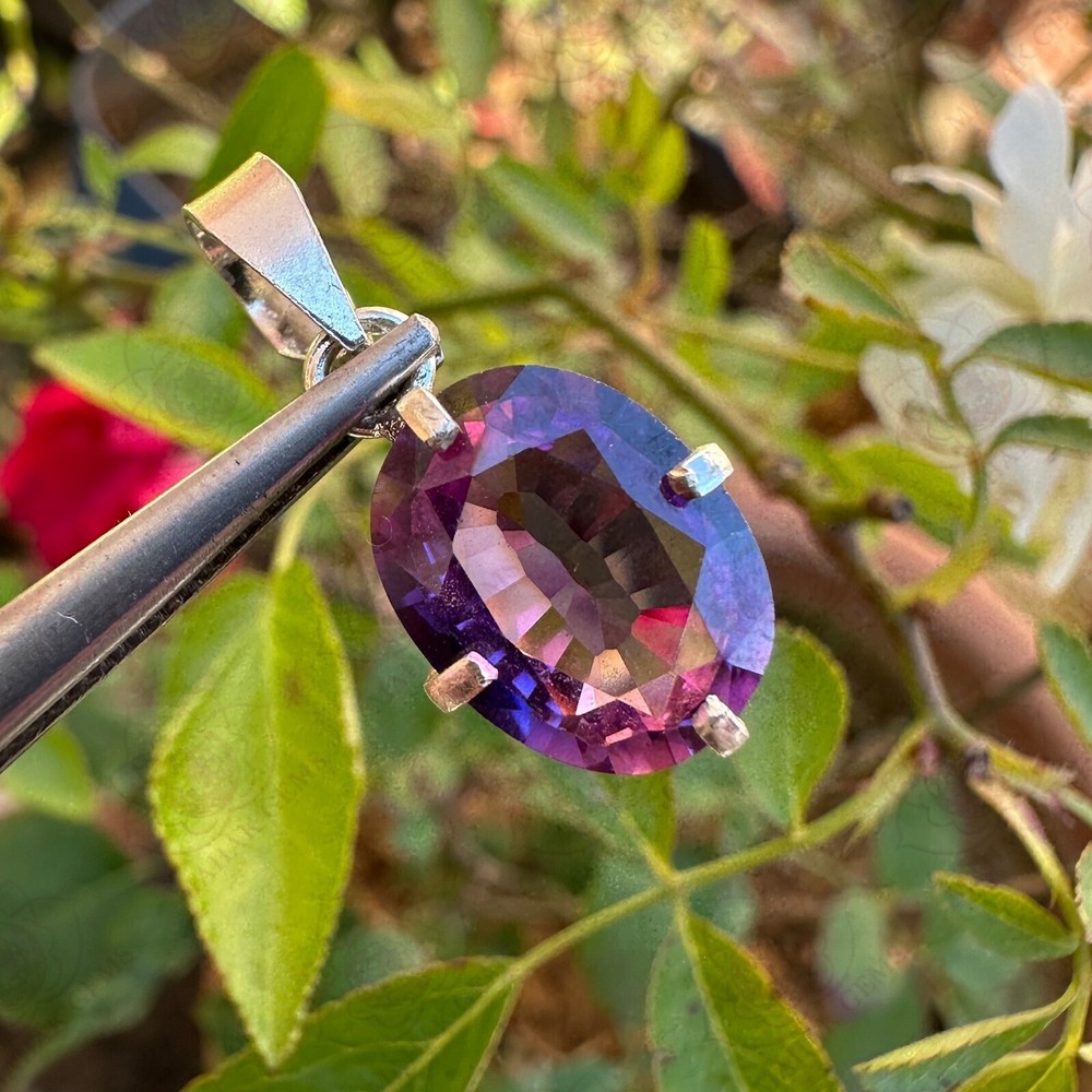 10.05 Ct Certified Natural Purple Sapphire Gemstone Pendant 925 Sterling Silver