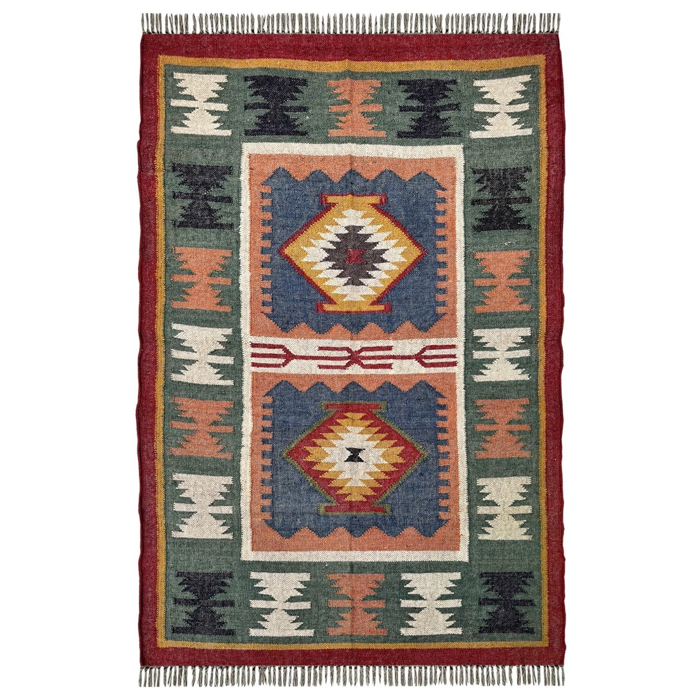 Washable 4x6 ft Handmade Wool Jute Rug for Bedroom Living Room