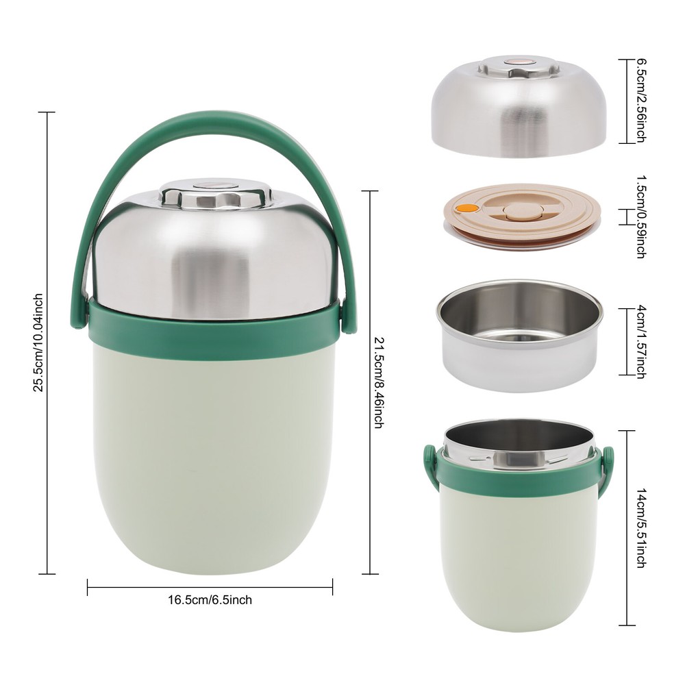 Thermos for Hot Food, Sealed Stackable Food Thermos, Soup Thermos Green