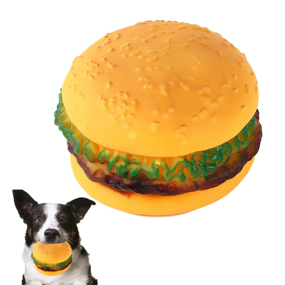 Hamburger Dog Chew Toys For Aggressive Chewers Durable Puppy Toy Pets Squeaker