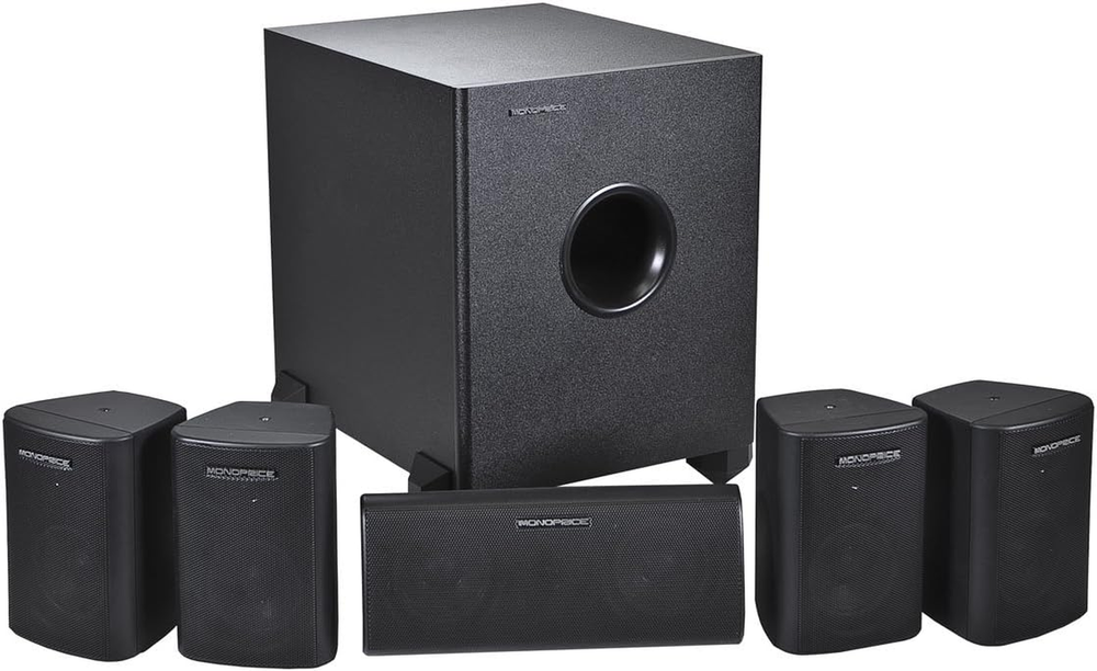 5.1 Channel Home Theater System with Satellite Speakers and Subwoofer in Black