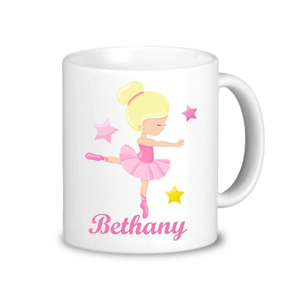 Personalized Ballerina Mug Pink Ballet Dancer Drinkware Cup You Pick Hair Skin