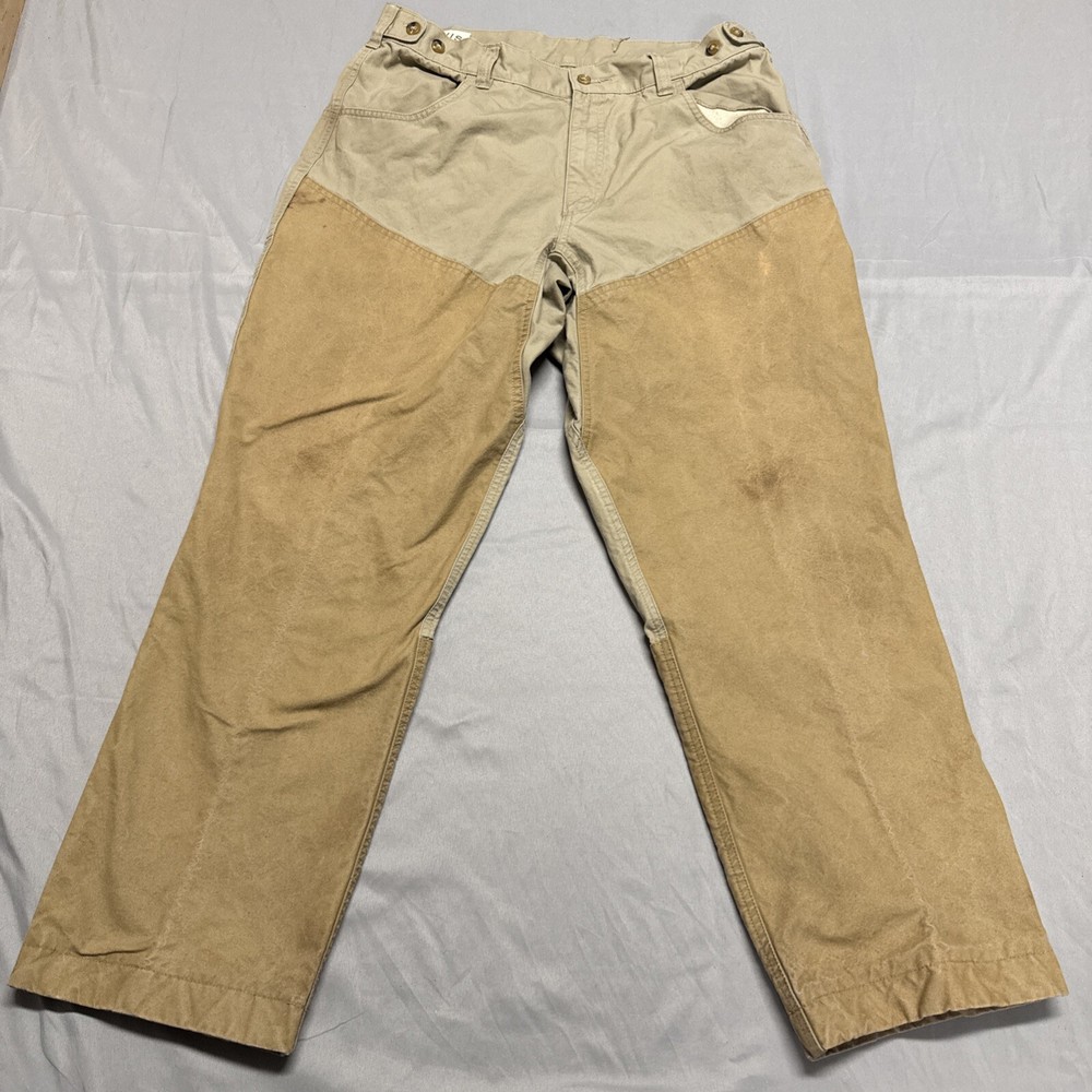 Orvis Pants Men's 36x28 Khaki Outdoor Hunting Hiking Double Knee Brush Guard