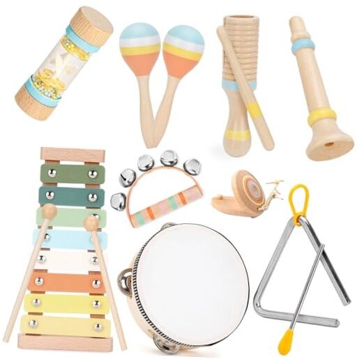 Wooden Musical Instruments Montessori Toy Set for Toddlers 1-3 Years
