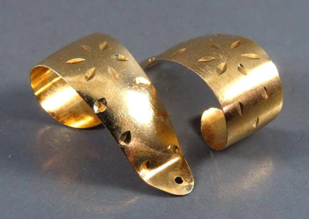 Vintage 14K YELLOW GOLD Diamond Cut Stars EARRING JACKETS Semi-J-Hoop CLASSIC!!