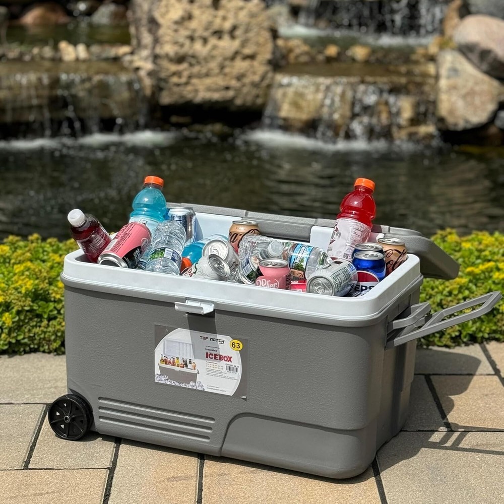 Ice Box 63 qt, Cooler, Leak Proof, Hard Heavy Duty, Ice Chest, Insulated