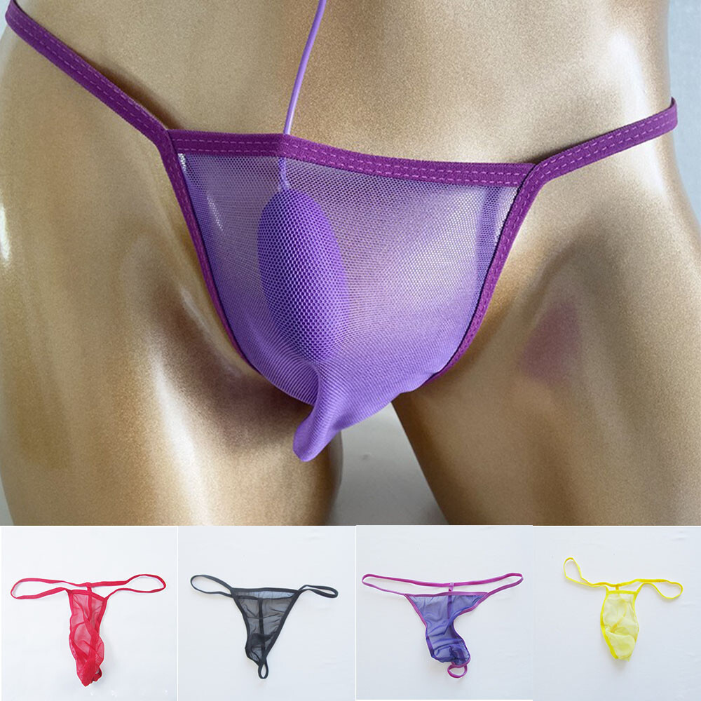 Men Sexy Lingerie T-back Thong G-string Pouch Underwear Jockstrap Briefs bikini