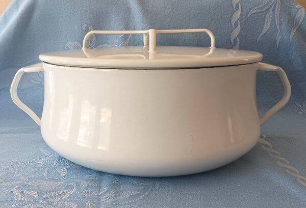 Vintage Dansk France 3 Qt White Enamel Dutch Oven Pot & Trivit 8
